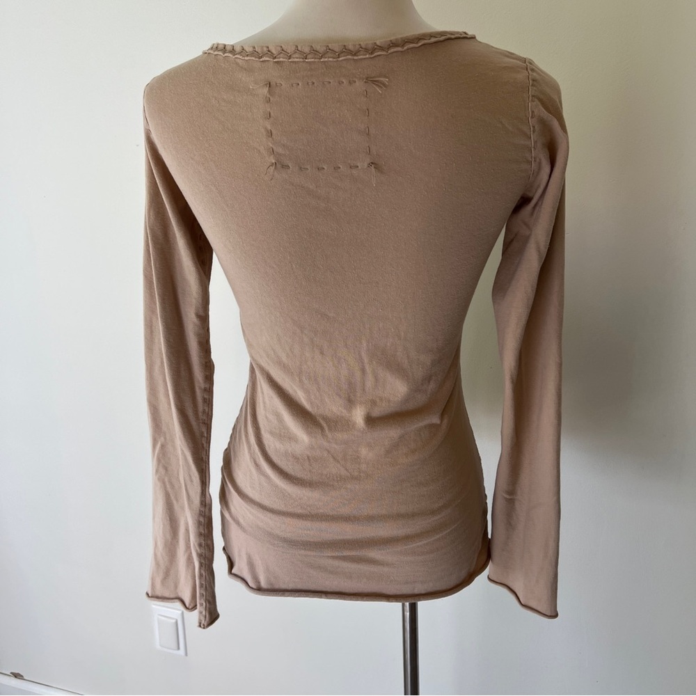 Alabama Chanin 100% Organic Cotton Handmade V-Neck Top Size Small Sustainable - Picture 3 of 7